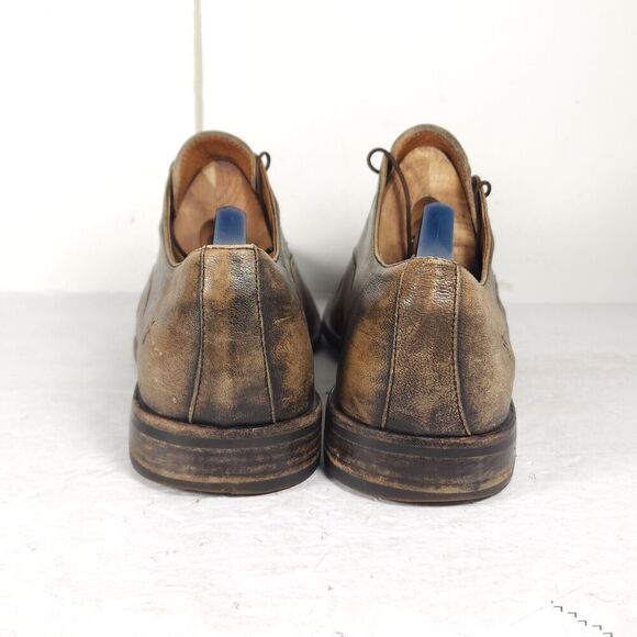 Frye Men's US11,5 Brown Distressed Leather Lace-Up Cap Toe Oxford Shoes - Picture 9 of 16